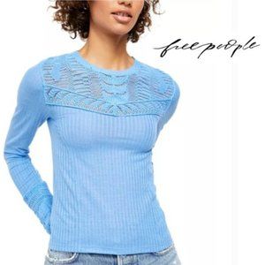 Free People Colette Swit Sweater Blue XS